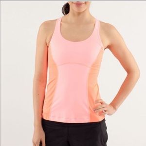 Lululemon Run Pace Tank Mesh Back Coral Neon